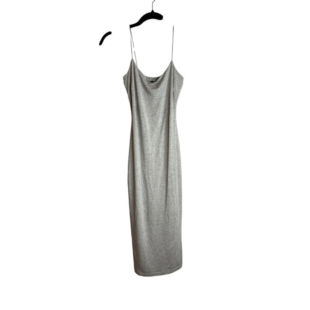Jluxabel Heather Gray Cowl Neck Spaghetti Strap Bodycon Midi Dress Small - Picture 5 of 7